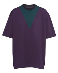 T-shirt à col rond à motif zigzag violet Prada