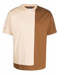 T-shirt à col rond à patchwork beige Jacquemus