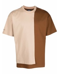 T-shirt à col rond à patchwork beige Jacquemus