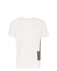 T-shirt à col rond à patchwork blanc