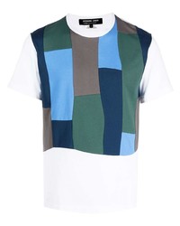 T-shirt à col rond à patchwork blanc Comme des Garcons Homme Deux