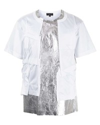 T-shirt à col rond à patchwork blanc Comme Des Garcons Homme Plus