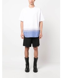 T-shirt à col rond à patchwork blanc Comme des Garcons Homme