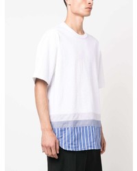 T-shirt à col rond à patchwork blanc Comme des Garcons Homme