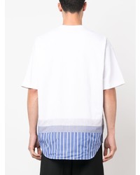 T-shirt à col rond à patchwork blanc Comme des Garcons Homme