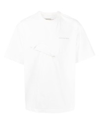 T-shirt à col rond à patchwork blanc Feng Chen Wang