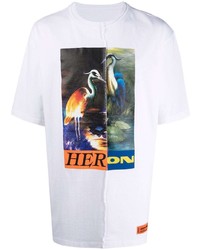 T-shirt à col rond à patchwork blanc Heron Preston