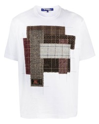 T-shirt à col rond à patchwork blanc Junya Watanabe MAN