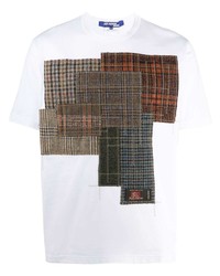 T-shirt à col rond à patchwork blanc Junya Watanabe MAN
