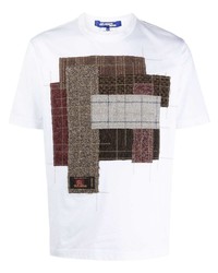 T-shirt à col rond à patchwork blanc Junya Watanabe MAN