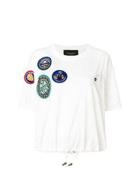 T-shirt à col rond à patchwork blanc Mr & Mrs Italy