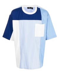 T-shirt à col rond à patchwork bleu clair