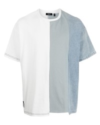 T-shirt à col rond à patchwork bleu clair FIVE CM