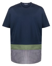 T-shirt à col rond à patchwork bleu marine