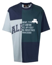 T-shirt à col rond à patchwork bleu marine Alpha Industries