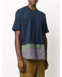 T-shirt à col rond à patchwork bleu marine Comme des Garcons Homme