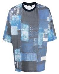 T-shirt à col rond à patchwork bleu marine FIVE CM