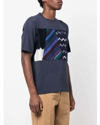 T-shirt à col rond à patchwork bleu marine Missoni