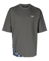 T-shirt à col rond à patchwork gris foncé FIVE CM
