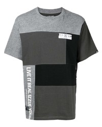 T-shirt à col rond à patchwork gris foncé Izzue