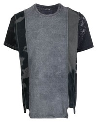 T-shirt à col rond à patchwork gris foncé Needles