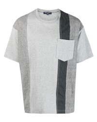 T-shirt à col rond à patchwork gris Comme des Garcons Homme