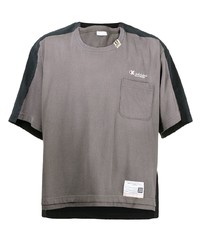 T-shirt à col rond à patchwork gris Maison Mihara Yasuhiro