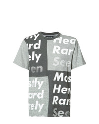 T-shirt à col rond à patchwork gris Mostly Heard Rarely Seen