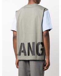 T-shirt à col rond à patchwork gris Helmut Lang