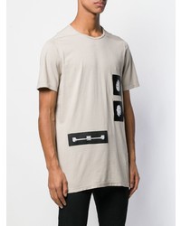 T-shirt à col rond à patchwork gris Rick Owens DRKSHDW