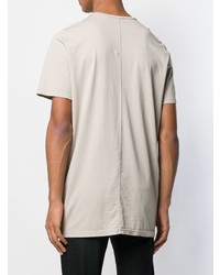 T-shirt à col rond à patchwork gris Rick Owens DRKSHDW