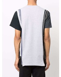 T-shirt à col rond à patchwork gris Needles