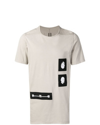 T-shirt à col rond à patchwork gris Rick Owens DRKSHDW