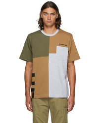 T-shirt à col rond à patchwork marron clair