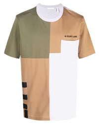 T-shirt à col rond à patchwork marron clair Helmut Lang