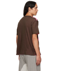 T-shirt à col rond à patchwork marron foncé Edward Cuming