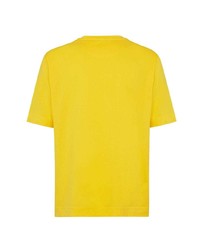 T-shirt à col rond à patchwork moutarde Fendi