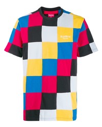 T-shirt à col rond à patchwork multicolore
