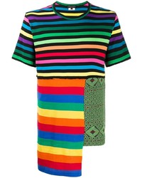 T-shirt à col rond à patchwork multicolore Comme Des Garcons Homme Plus