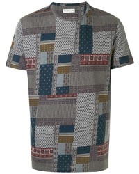 T-shirt à col rond à patchwork multicolore Etro