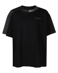 T-shirt à col rond à patchwork noir Feng Chen Wang