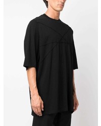 T-shirt à col rond à patchwork noir Rick Owens DRKSHDW