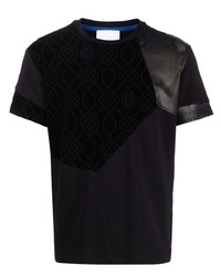 T-shirt à col rond à patchwork noir Koché