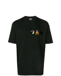 T-shirt à col rond à patchwork noir Lanvin