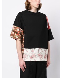 T-shirt à col rond à patchwork noir Simone Rocha