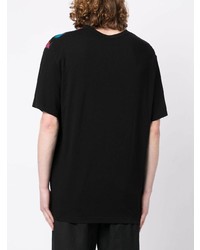 T-shirt à col rond à patchwork noir Yohji Yamamoto