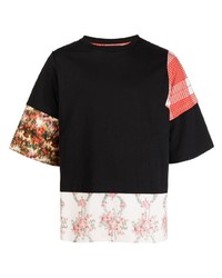 T-shirt à col rond à patchwork noir Simone Rocha
