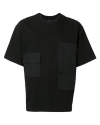 T-shirt à col rond à patchwork noir Solid Homme