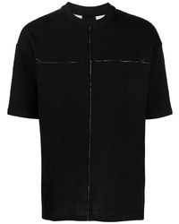 T-shirt à col rond à patchwork noir Thom Krom