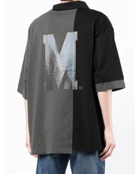 T-shirt à col rond à patchwork noir Maison Mihara Yasuhiro